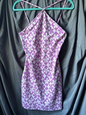 Vintage Forever 21 Y2K 90s Purple Floral Mini Dress